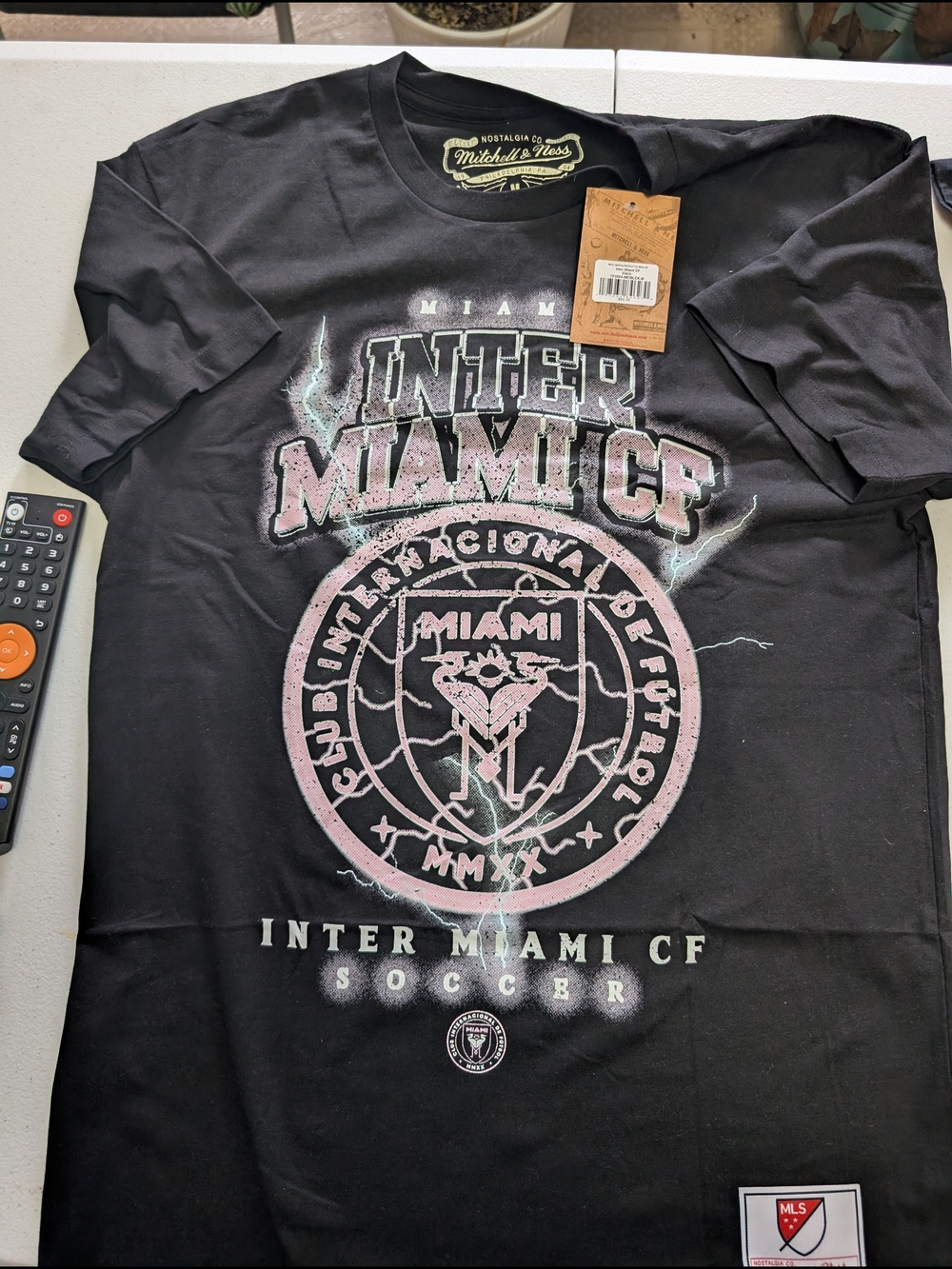 Mitchell & Ness Black Inter Miami CF Graphic Tee with Pink and White Accents